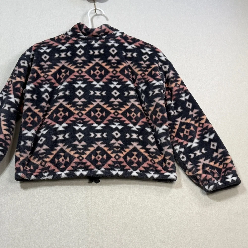 Old Navy Kids Geometric Fleece Jacket - Black, Pink, White